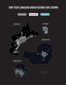 How have Vancouver, Edmonton, Calgary, and Toronto grown?