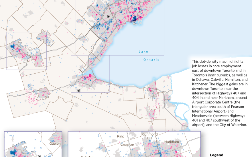Map 7: Change in core employment 2001–2011